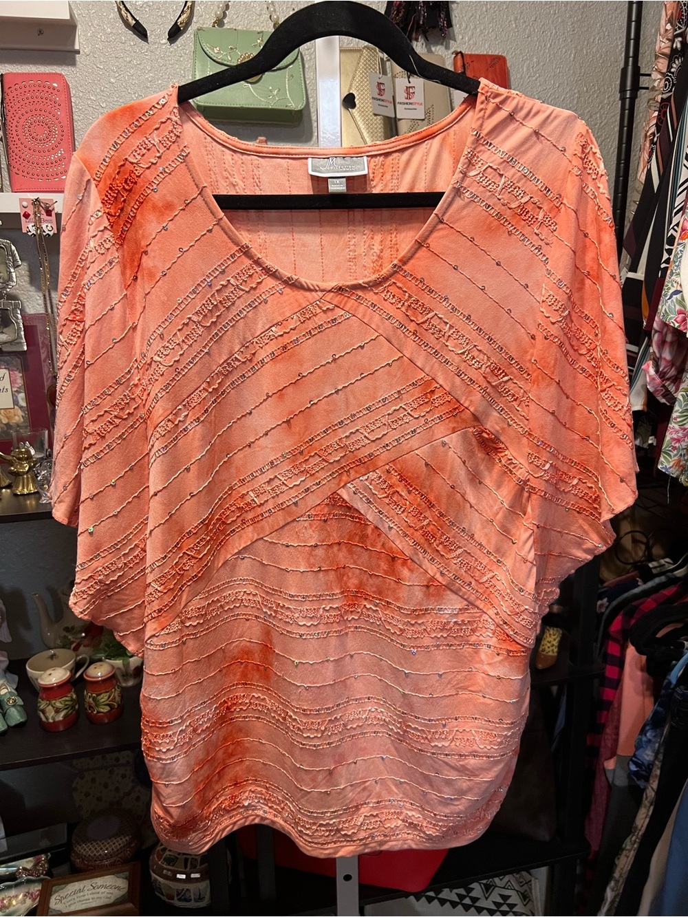 JM Collection Coral Embroidered Women's Blouse